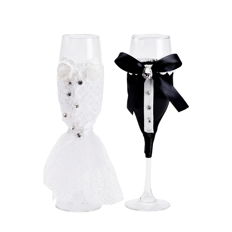 2Pc Wedding Glasses Personalized Champagne Flutes Crystalline Party Gift Toasting Glass Goblet Anniversary
