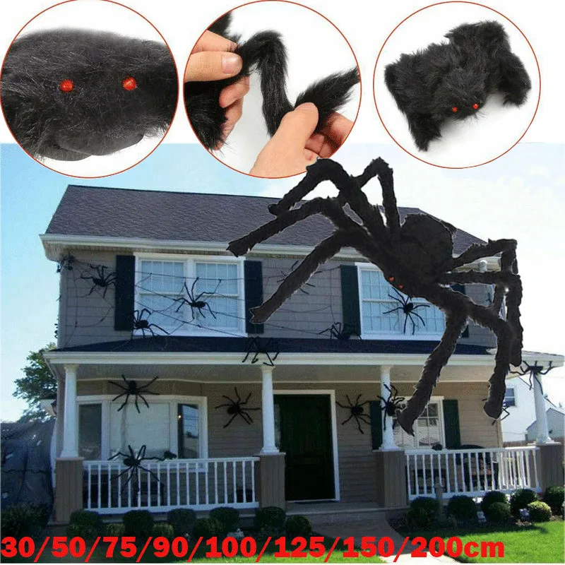 Halloween Large Spider Decoration Horror Size Plush Toy Party House Scary Fun 