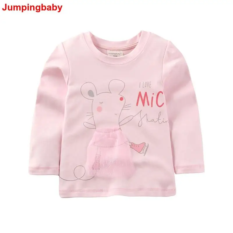 Jumpingbaby/ г. Футболка для девочек; футболка; детская одежда; футболка; Camiseta Camisetas Todder; футболки для малышей; Roupas Menina; Осенние Топы