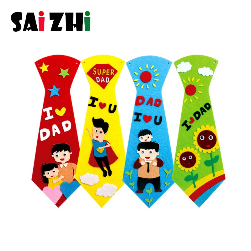 Saizhi Детский мультфильм Diy галстук День отца подарок игрушки нетканый Войлок коллаж милый ремесло украшения наклейки развивающие подарки