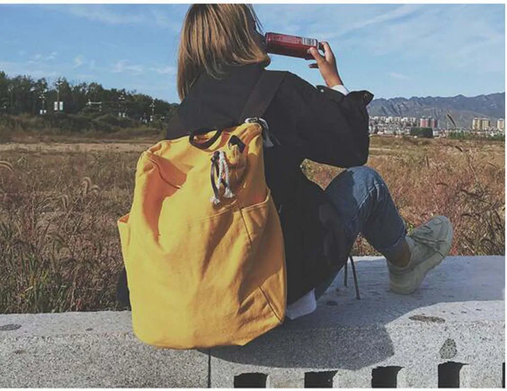 Korean Retro Style Women Large Capacity Outdoor Travel Backpack Casual Double Shoulder Bags Female Solid School Bag Ladies Totes 5