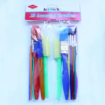 

15Pcs/set Painting Graffiti Brushes Nylon Hair Sponge Colorful Handle Kid Art Drawing Pens
