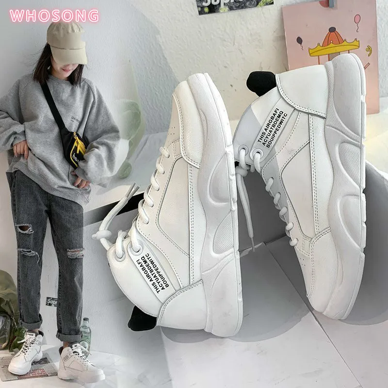 

2020 new white sneakers women High top Platform lace-up non-slip Sneakers women Casual shoes Womens Shoes Vulcanize Shoes Women