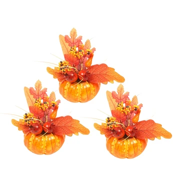 

3 Pcs Artificial Pumpkins with Flowers,Halloween Decoration Fake Pumpkins,Table Decor Prop Thanksgiving Fall Ornaments