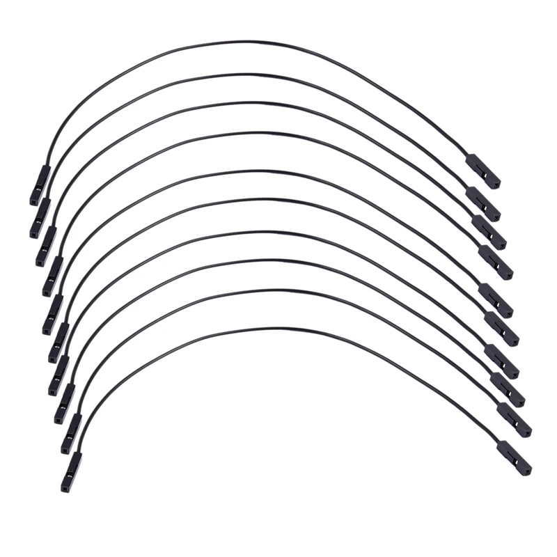 

10 Pcs 21cm Length Double 1pin Female Connector Jumper Cable Black