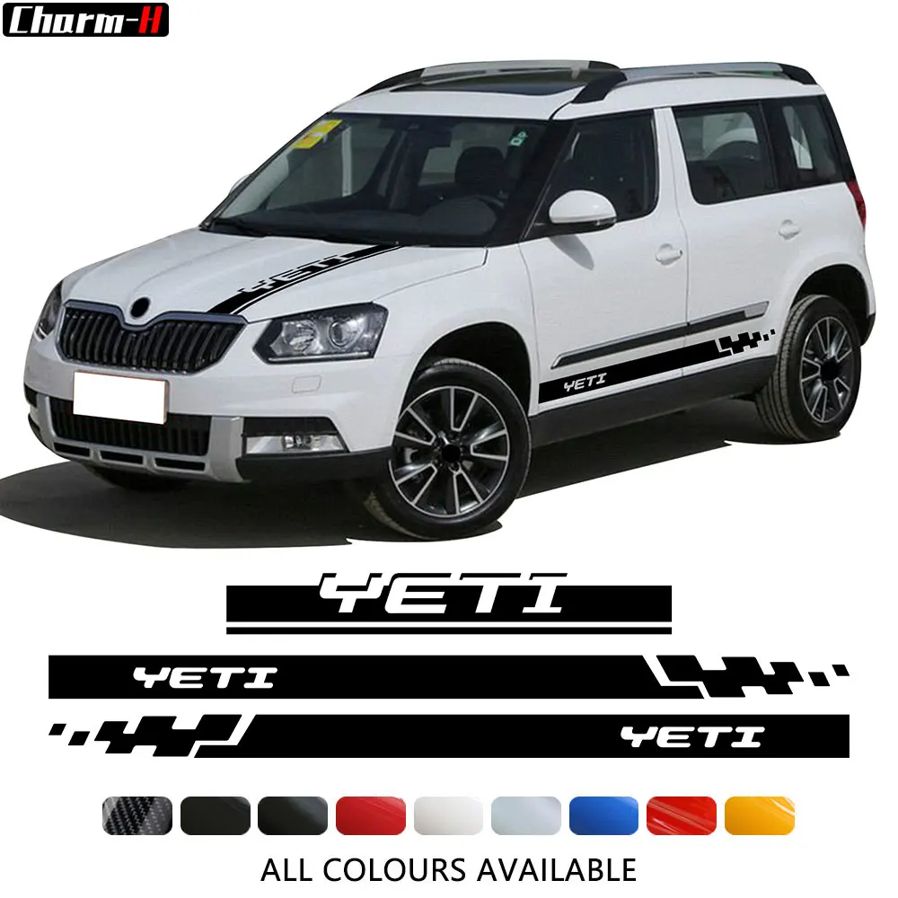 Racing Sport Car Styling Hood Engine Cover Decal Body Graphics Vinyl Side Stripes Skirt Sticker for Skoda Yeti Tuning Accessorie