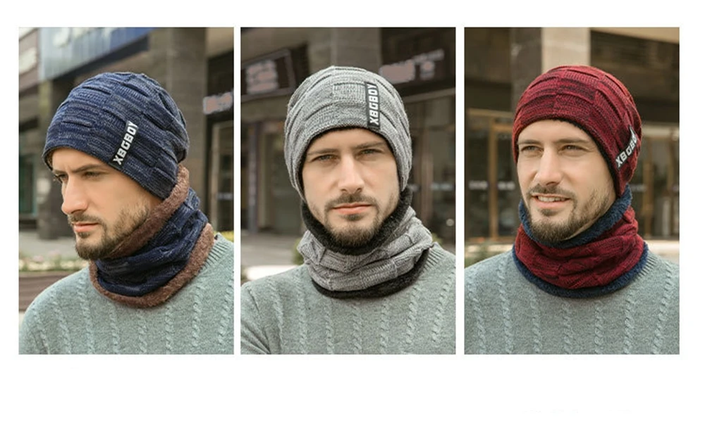 Модная мужская теплая зимняя шапка шарф Мягкая вязаная шапка шарф Набор Skullies Beanies зимняя женская шапка унисекс вязаные велосипедные шапки