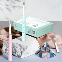 

SEAGO Electric Toothbrush Sonic Rechargeable Travel Waterproof Electronic Tooth 8 Brushes Soft Replacement Heads For Adult Gift