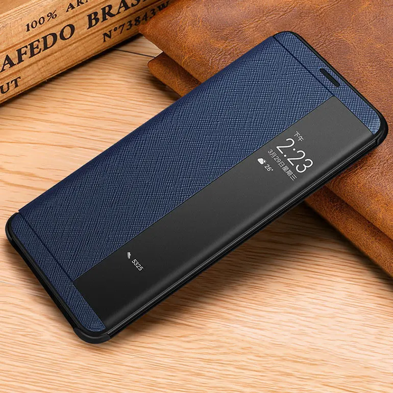 Для Porsche дизайн huawei mate RS чехол Роскошный кожаный Смарт флип-чехол с окошком для просмотра полная защита бизнес-mate RS чехол для телефона - Цвет: Синий