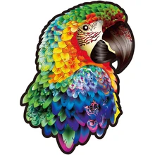 Rompecabezas de madera en 3D para niños y adultos, rompecabezas con formas de loros y animales, juguetes educativos, manualidades, regalos
