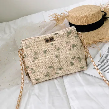 

bags for women 2020 new luxury elegant handbags Beach Lace Embroid Straw Bucket Bag Burlap Square Messenger Bag female pouch new