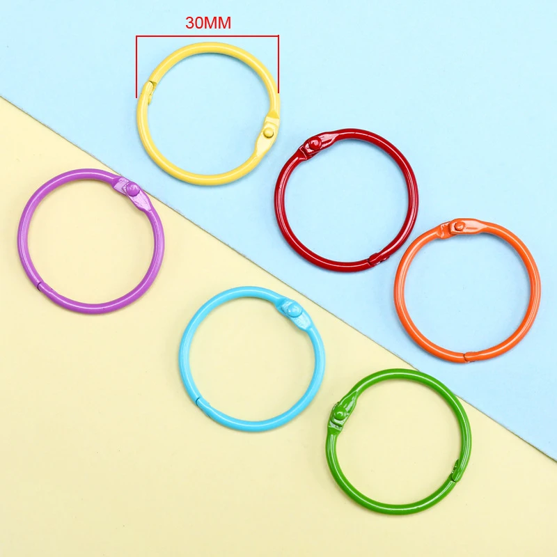 12pcs Metal Book Rings 30mm Colors Loose Leaf Binder Ring Book Hoops DIY Albums School Craft Hoop Office Binding Supplies