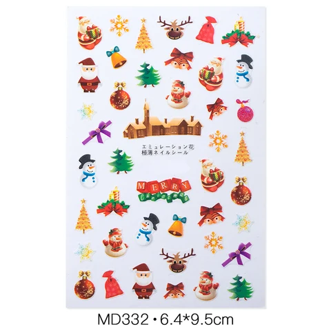 New Christmas Water Decal Nail Art Nail sticker New Year Slider Tattoo Full Cover Santa Claus Snowman Designs Xmas Decals