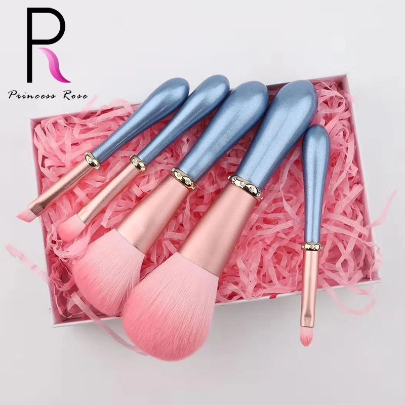 Онлайн Принцесса Роза 5 шт Высокое качество Модный розовый цвет макияж кисти набор с изысканной коробкой для макияжа