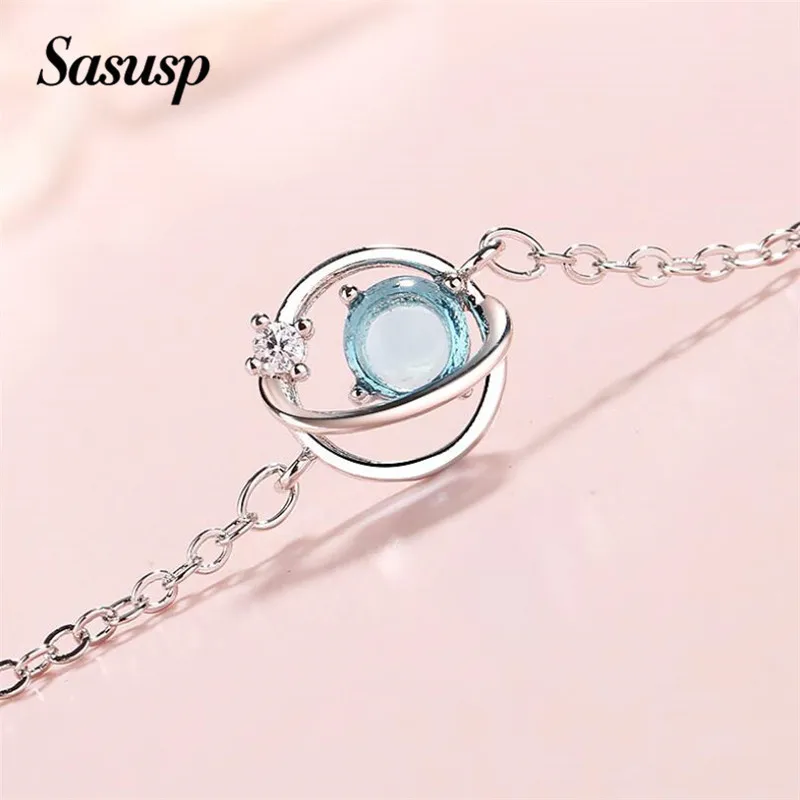 Sasusp Дамы Мода синий браслет с землей маленькие ювелирные подарки для женщин Кристалл Шарм женские браслеты