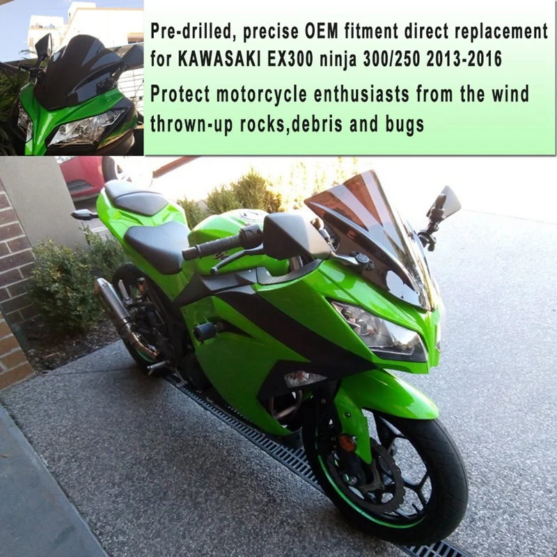 Лобовое стекло мотоцикла ветровое стекло Double Bubble для Kawasaki Ninja 300 EX300 2013 аксессуары для мотоциклов