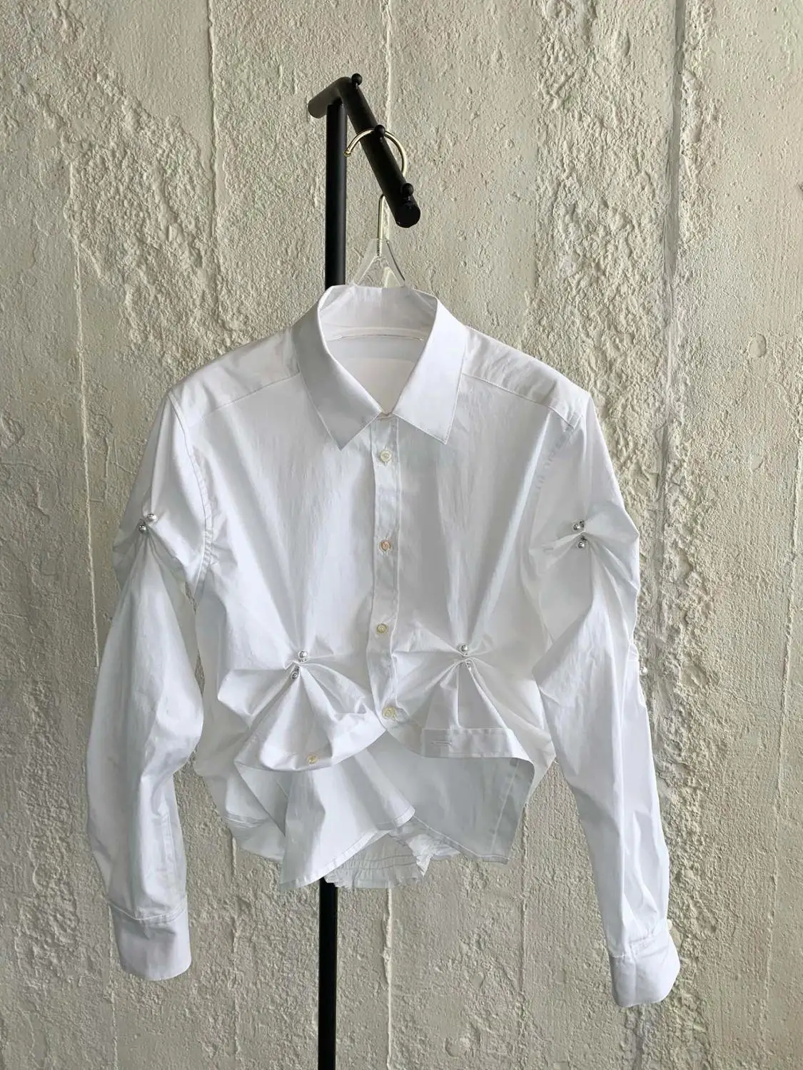 Новинка весны, Женская жемчужная Узкая рубашка, Женская белая рубашка с ...