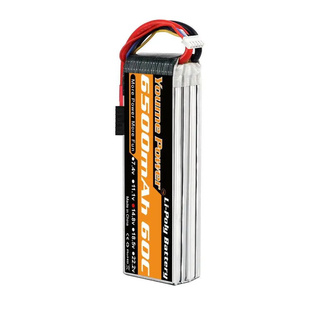 2 шт. Youme 4S Lipo 6500mah 14,8 v RC батарея 60C с разъемами Deans XT60 для 1/10 1/12 RC автомобилей грузовиков самолетов дронов лодка танк - Цвет: 1pc