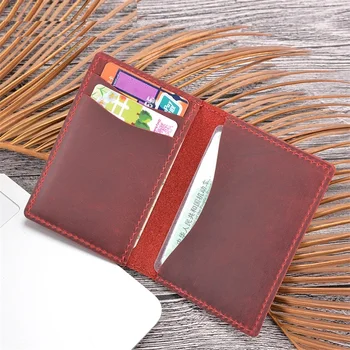 

Vintage Genuine Leather Slim Cow Leather Wallet Credit Cards Leather ID Bank Cards Porte Carte Card holder Minimalist Wallet