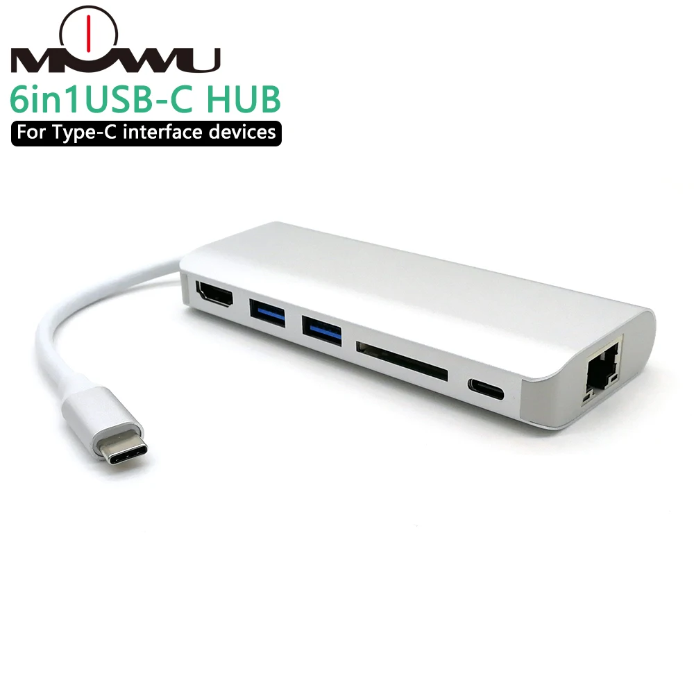 USB концентратор типа C к HDMI/USB 3,0/RJ45/SD/TF/type C адаптер конвертер для Macbook Pro Google Chromebook