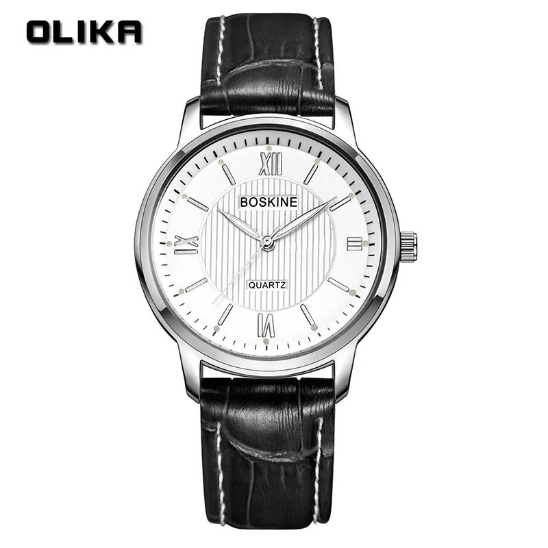 

OLIKA Men Watches TOP Brand Luxury Fashion Business Stainless Steel Quartz Wrist Watch Male Clock Leather Strap Watch Men 8801