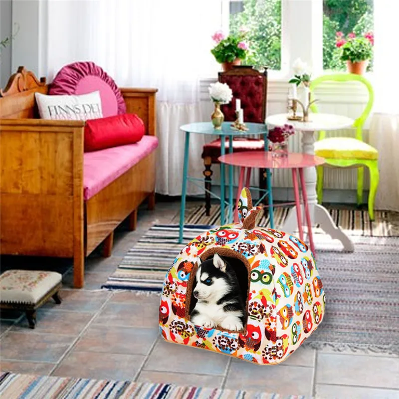 Dog Bed Mat Kennel Soft Dog Puppy Cats Winter Warm Bed House Nest For Small Medium Dogs Printed Plush Cloth Pet Supplies