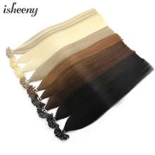 

Isheeny 14" 18" 22" Fusion Hair Extensions Blonde Nail U Tip Pre-Bonding Human Hair On Capsuel Europen Natural Remy Straight