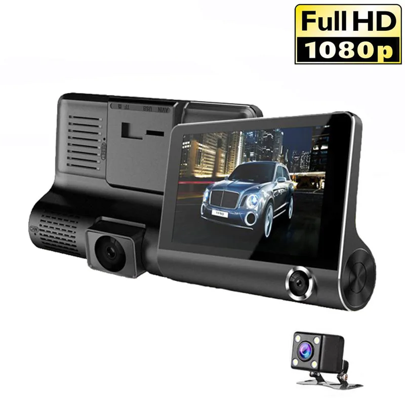 3 в 1 4,0 дюймовый автомобильный видеорегистратор камера Full HD 1080P видеорегистратор камера двойной/три объектива видеорегистратор Автомобильный видеорегистратор s видеорегистратор ночного видения