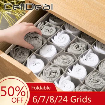 

Multi-size Storage Box Underwear Closet Foldable Drawer Divider Lidded Closet Organizer Storage Box For Ties Socks Bra Bedroom