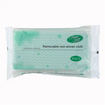 

80pc/bag Disposable Non-woven Fabric Paper Hand/Kitchen Cleaning Cloth Removable Dish Scouring Pad Cleaning Supplies Green Color