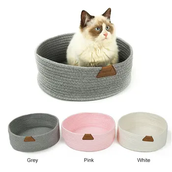 

Cat Scratching Bed Hand Craft Nature Cotton Rope Round Pet Cave mat for small cats kedi evi cama para gato