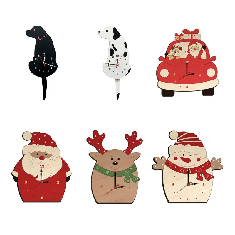 Creative Cute Christmas White/Black Wagging Tail Dog Wall Clock for Household Decorative Wall Clocks