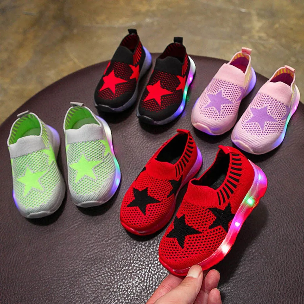 SAGACE/детская обувь унисекс для малышей; детская обувь со светящимися вставками из сетчатого материала для мальчиков и девочек; Детские кроссовки; Спортивная повседневная обувь