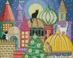 

Counted Cross Stitch Kit Fan Handmade Needlework For Embroidery 14ct Cross Stitch Color The cat on the magazine roof