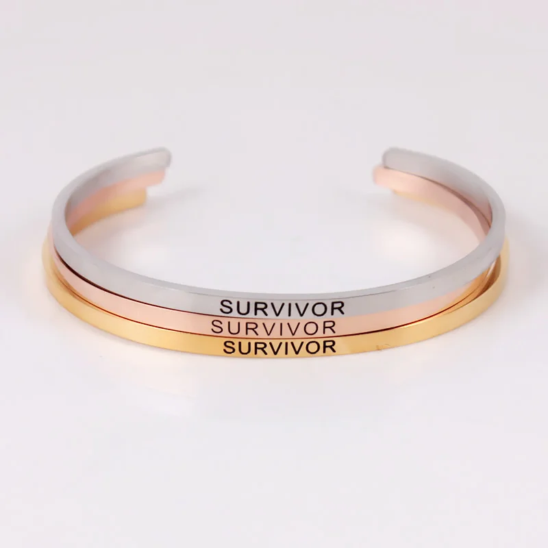 SURVIVOR мантра браслеты из нержавеющей стали браслет великолепное предложение Браслет-манжета ручной работы лучший подарок для женщин AliExpress