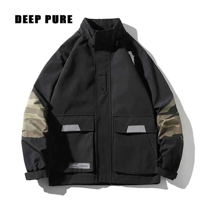 

Windbreak jacket men Patchwork sleeves Jackets man Autumn 2020 Men's clothing Safari Style Male Jackets loose Coats clothes