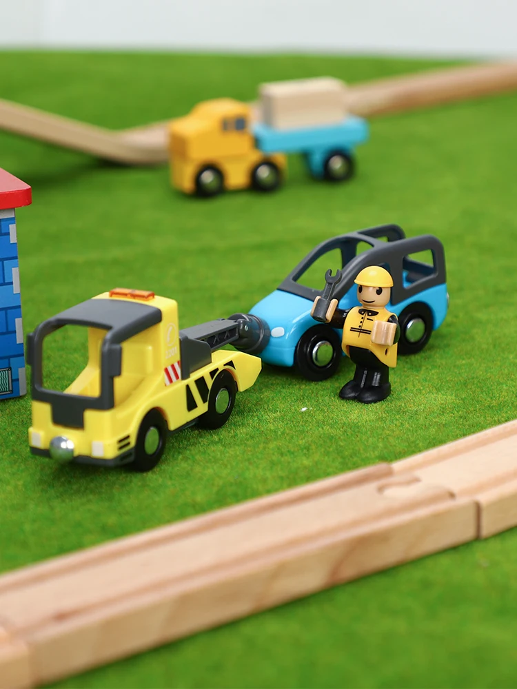 Деревянный магнитный поезд самолёт деревянная железная дорога автомобиль