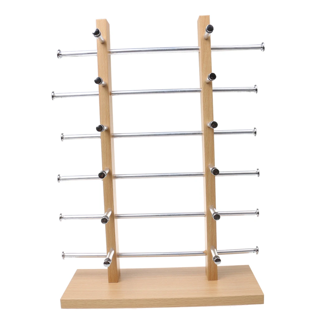 6-Layer Sunglasses Eyeglasses Display Wooden Frame Rack Stand Holder Organizer silver color Displaying sunglass eyeglass and glasses