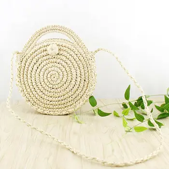 

2019 New Fashion Holiday Beach Crossbody Bags Round Handwoven Rattan Circle For Women Lady Bamboo Straw Satchel