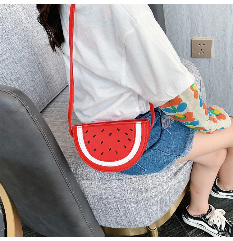 Kawaii арбузная сумка из искусственной кожи для девочек, мини сумка через плечо, круговая сумочка-браслет, вечерние кошельки, маленький карман для денег, кошелек