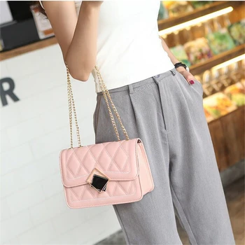 

Women's New Bag Korean-Style Cross-Body Rhombus Chain One-Shoulder Simple Fashion Cross-Body Square Sling Flap Bag Sac Femme