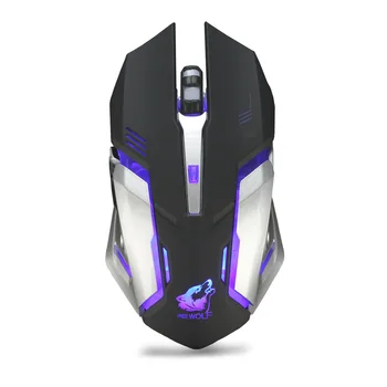 

2.4Ghz Wireless Mouse 1200DPI Ergonomic Gaming Mouse Cool Backlit Optical Rechargeable Mice for Home Office Black White
