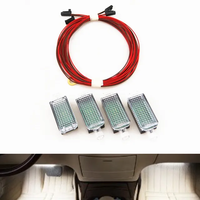 US $10.47 Car accessories interior LED Footwell Lights&Cable Wire For Passat B6 B7 Golf 5 MK5 6 MK6 SEAT Tole