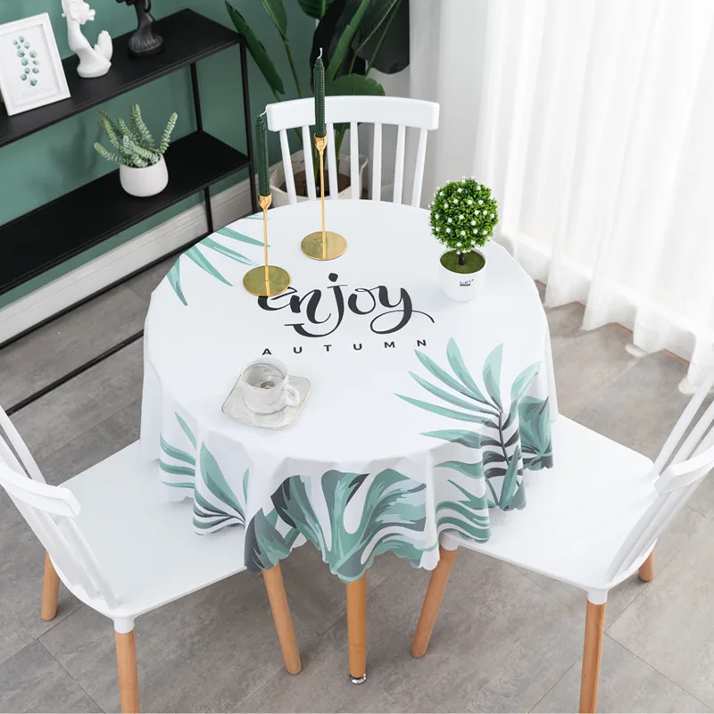 

Round PVC Waterproof Tablecloth Home Decor Plastic Table Cover Oil Proof Party Dining Table Cloth European Style Table Cloth 1Pc