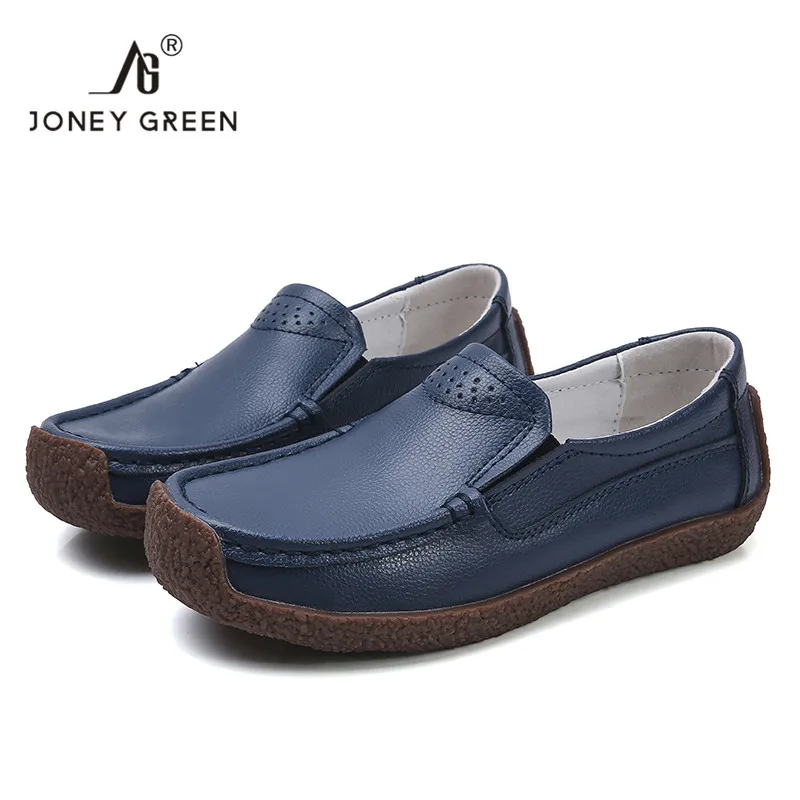 

New Spring Autumn Women Flats Platform Loafers Ladies Black Genuine Leather Comfortable Soft Moccasins Fall Slip-on Casual Shoes