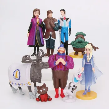 

9Pcs/set Frozen 2 Action figure Disney Anna Elsa Snow Queen Hans Kristoff Olaf PVC Model Anime Birthday Gift