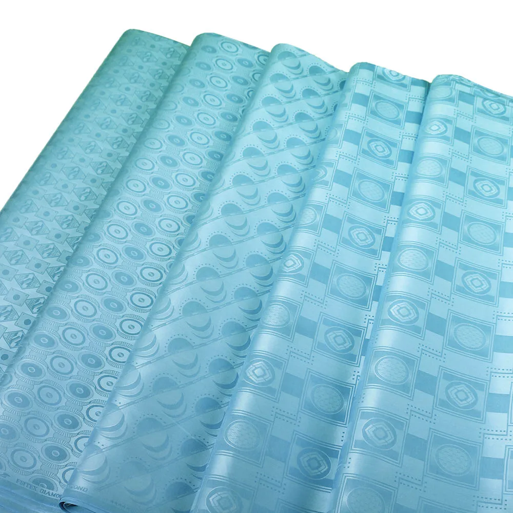 Real Bazin Riche Getzner Atiku Fabric For Men 100%cotton Brocade Jacquard Fabric Bazin Riche Fabric 5 Meters/set - Цвет: sky blue