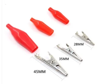 28MM 35MM 45MM Metal Alligator Clip Crocodile Electrical Clamp Testing Probe Meter Black Red with Plastic Boot 10pcs