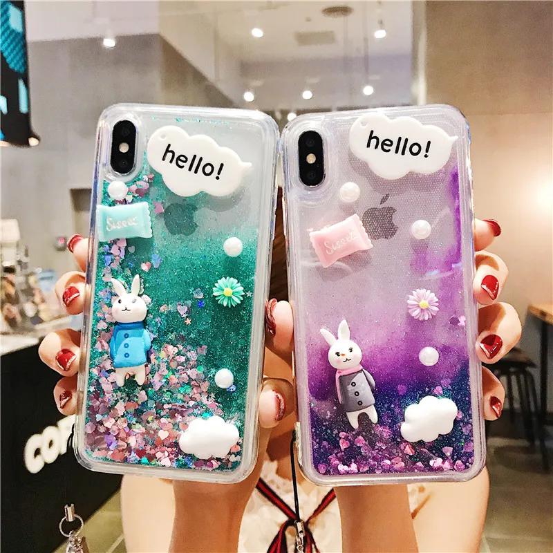 

Cute Phone Case For iPhone 11 Pro Max X XR XS Max 7 8 Plus Shiny Shockproof Soft TPU Cover For Girl Women WIth Wristband