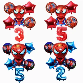 

6pcs/set Spider Foil man Balloons Avengers Number Balloon Birthday Party Decorations Super hero Boy Kids Toys baby shower Globos